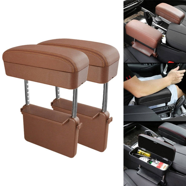 2 PCS Universal Car PU Leather Wrapped Armrest Box Cushion Car Armrest Box Mat with Storage Box (...
