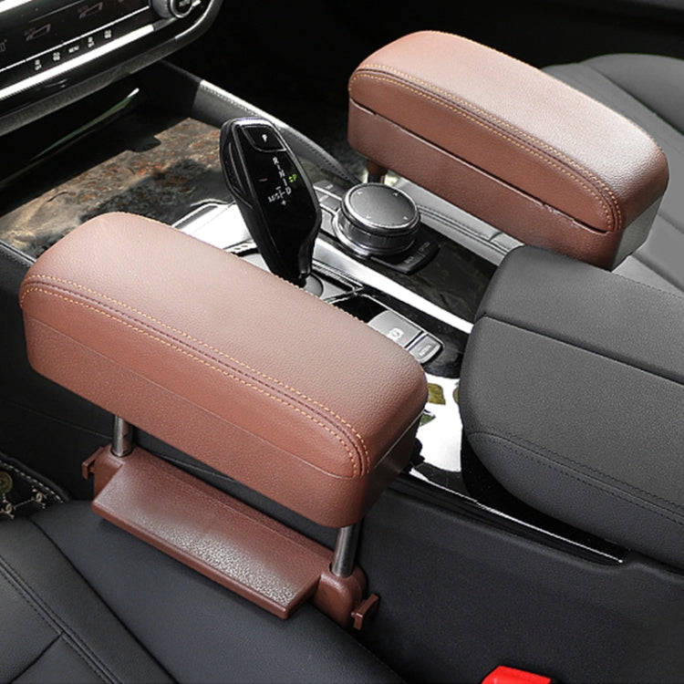 2 PCS Universal Car PU Leather Wrapped Armrest Box Cushion Car Armrest Box Mat with Storage Box (...