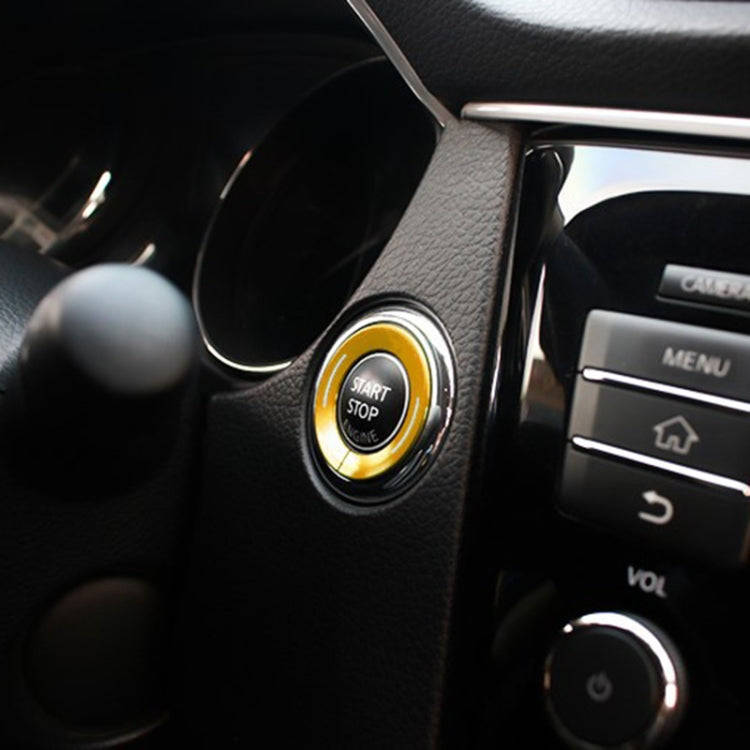 Car Engine Start Key Push Button Ring Trim Metal Sticker Decoration for Nissan X-TRAIL (Gold)