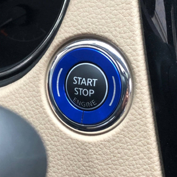 Car Engine Start Key Push Button Ring Trim Metal Sticker Decoration for Nissan X-TRAIL (Blue)