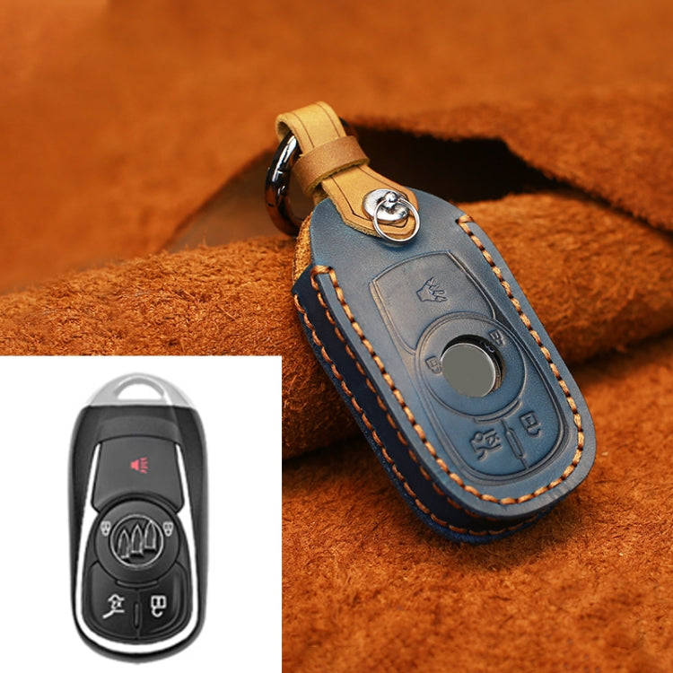 For Buick Car Cowhide Leather Key Protective Cover Key Case, Five Keys Version (Blue)