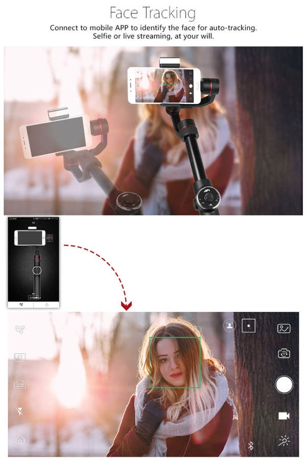 AFI V5 Smooth 3-Axis Handheld Aluminum Brushless Gimbal Stabilizer with Tripod Mount & Fill Light...