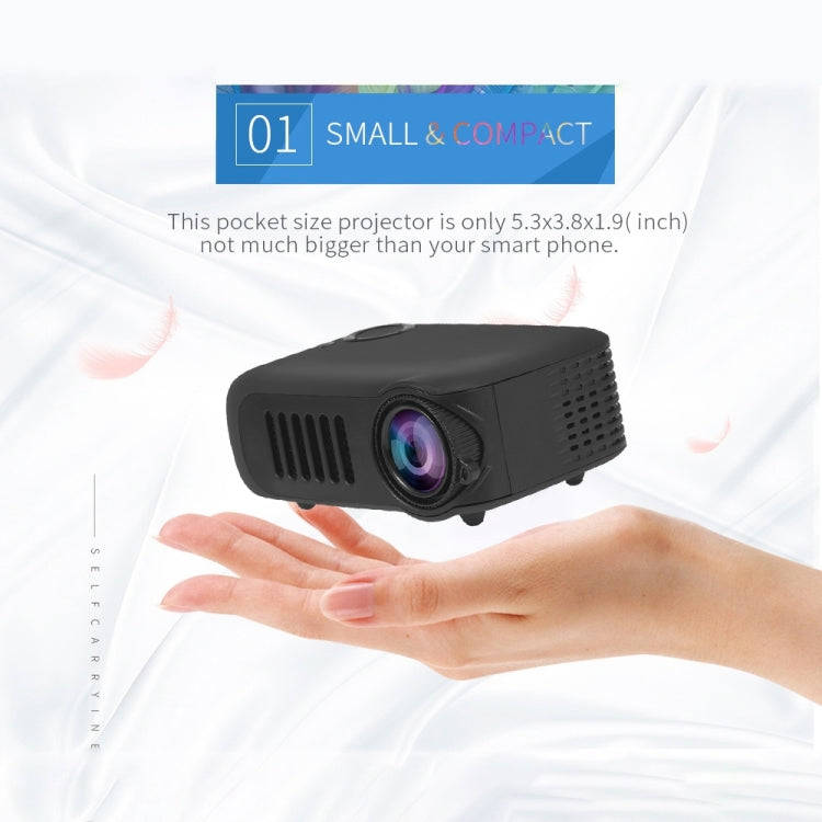 A2000 Portable Projector 800 Lumen LCD Home Theater Video Projector, Support 1080P, AU Plug (White)