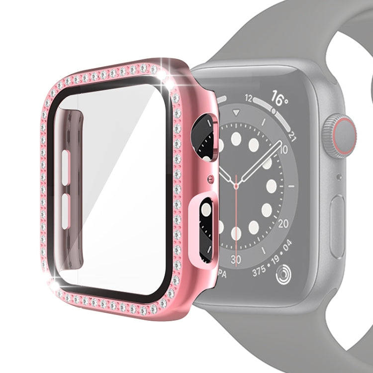 Electroplating PC Single Row Diamond Protective Case with Tempered Glass Film For Apple Watch Ser...
