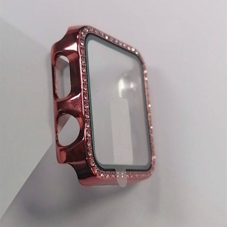 Electroplating PC Single Row Diamond Protective Case with Tempered Glass Film For Apple Watch Ser...