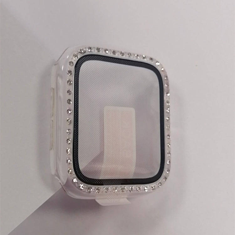 Electroplating PC Single Row Diamond Protective Case with Tempered Glass Film For Apple Watch Ser...