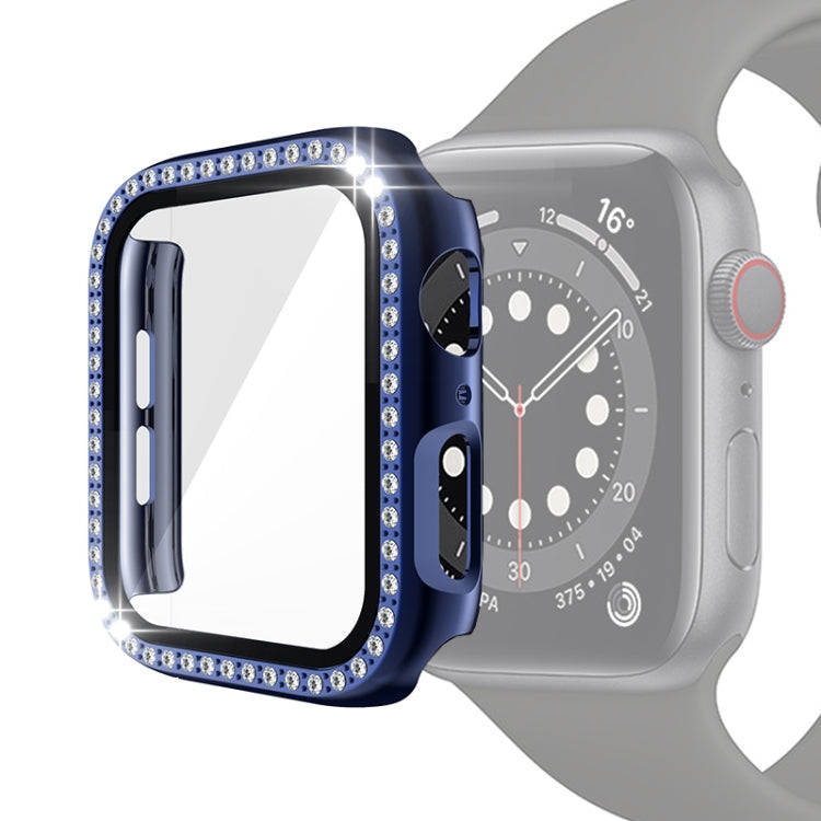 Electroplating PC Single Row Diamond Protective Case with Tempered Glass Film For Apple Watch Ser...