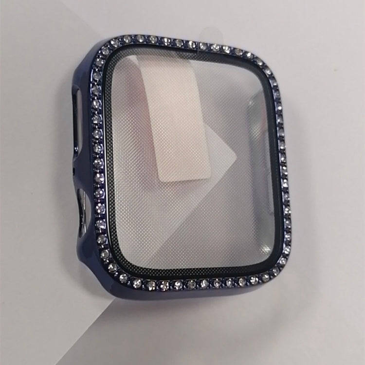 Electroplating PC Single Row Diamond Protective Case with Tempered Glass Film For Apple Watch Ser...