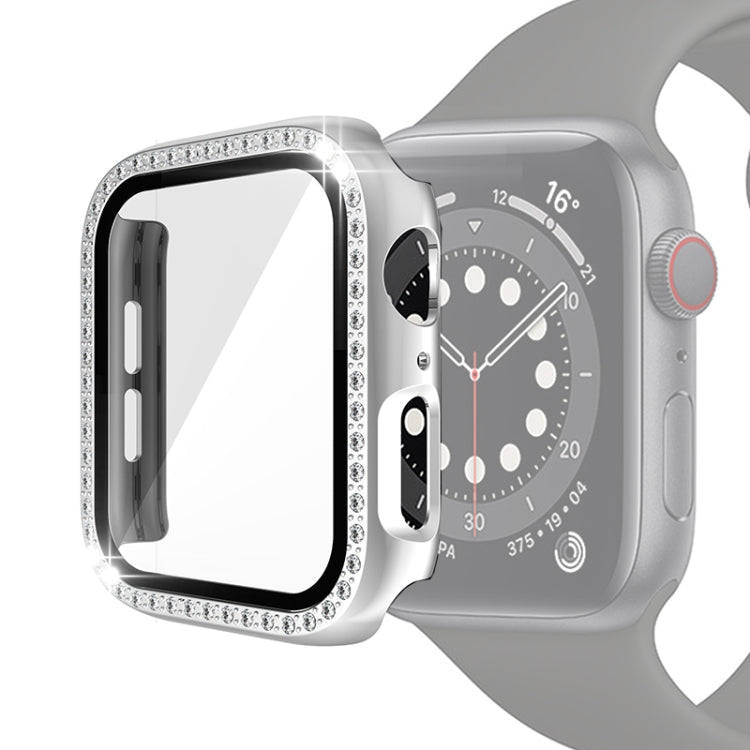 Electroplating PC Single Row Diamond Protective Case with Tempered Glass Film For Apple Watch Ser...