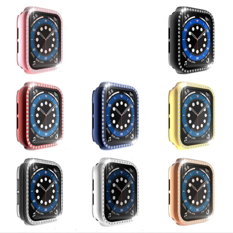 Electroplating PC Single Row Diamond Protective Case with Tempered Glass Film For Apple Watch Ser...