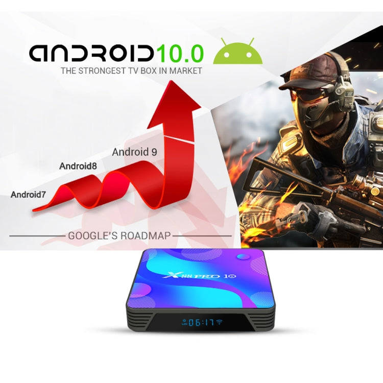 X88 PRO10 4K Smart TV BOX Android 11.0 Media Player, RK3318 Quad-Core 64bit Cortex-A53, RAM: 2GB,...