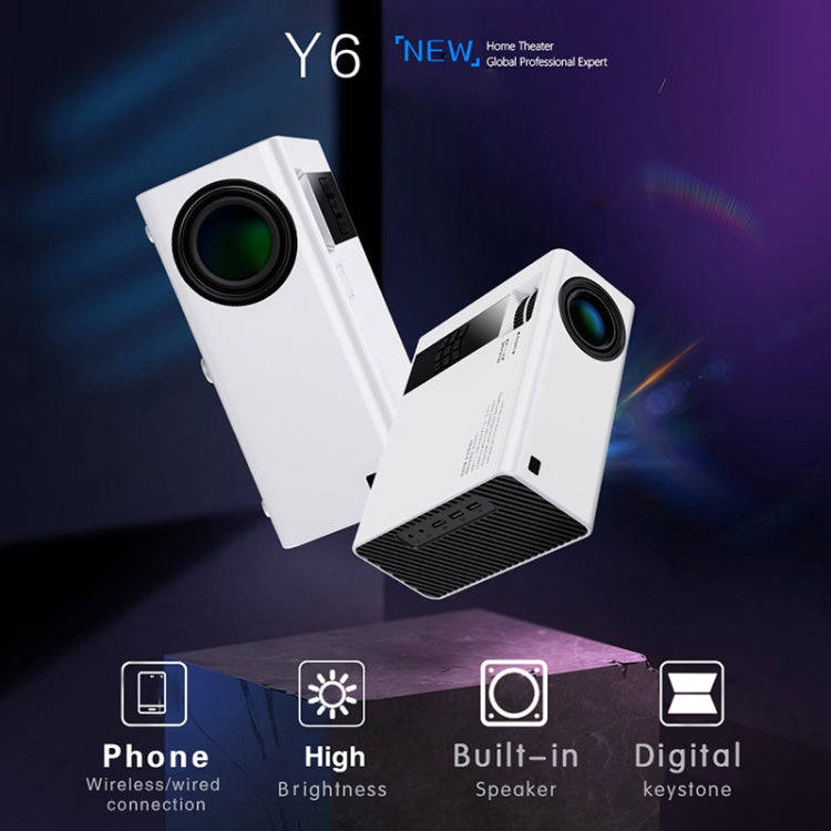 Y6 190ANSI 1024x600P LED Projector Support Screen Mirroring, AU Plug(White)