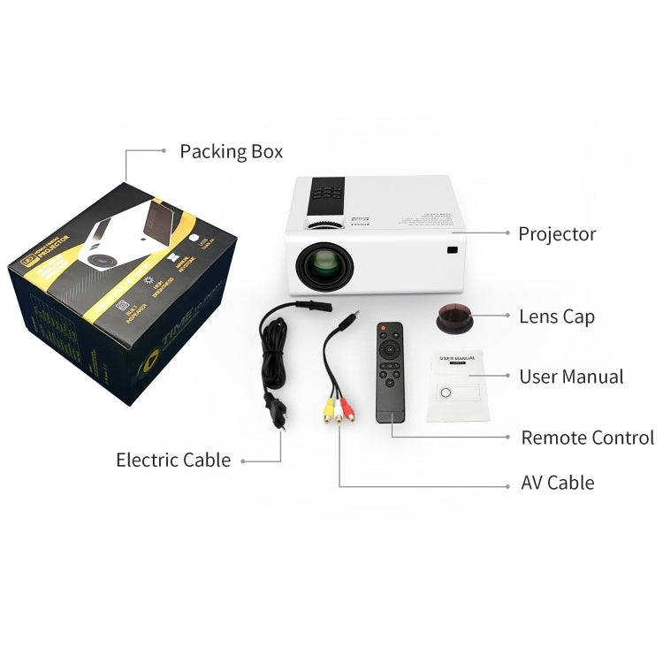 Y6 190ANSI 1024x600P LED Projector Support Screen Mirroring, US Plug(White)