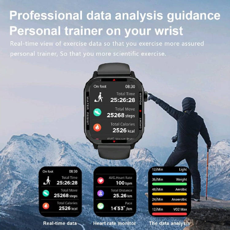 G96 1.85 inch HD Square Screen Rugged Smart Watch Support Bluetooth Calling/Heart Rate Monitoring...