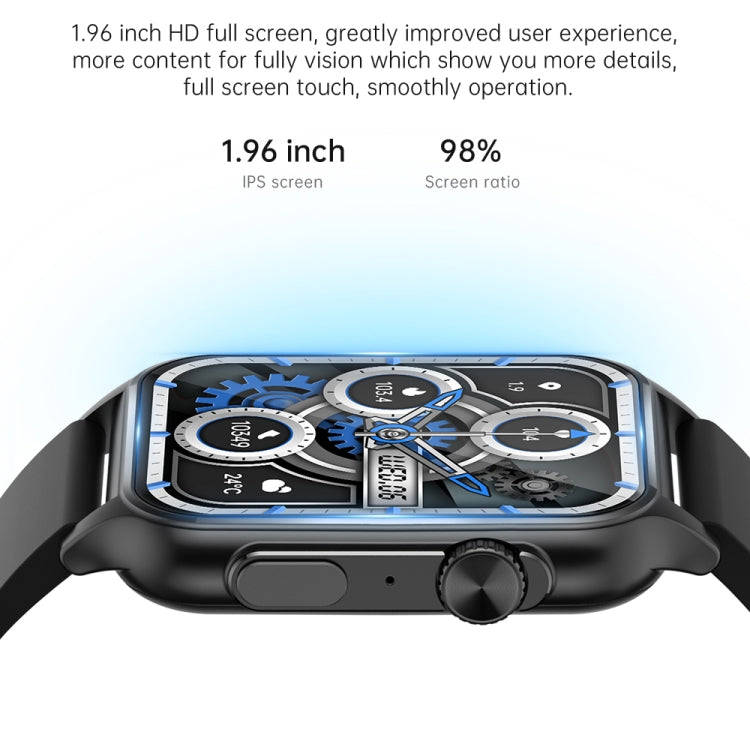 KT64 1.96 inch IPS Screen Smart Watch Supports Bluetooth Calls/Blood Oxygen Monitoring(Silver)