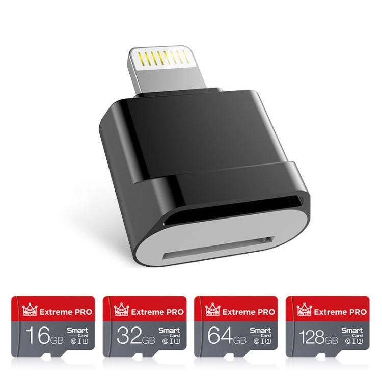 MicroDrive 8pin To TF Card Adapter Mini iPhone & iPad TF Card Reader, Capacity:64GB(Black)