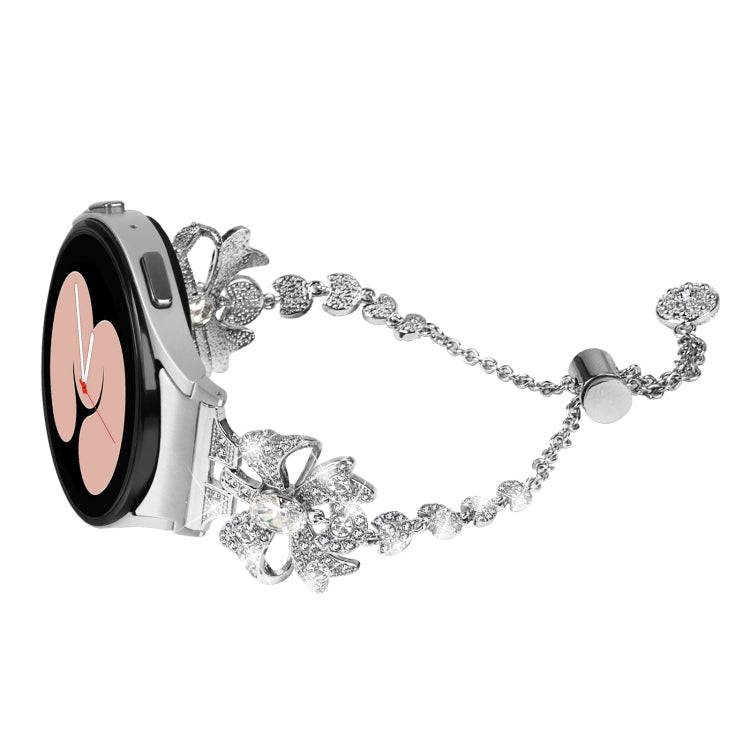 For Samsung Galaxy Watch6 / 6 Classic Bowknot Glitter Diamond Bracelet Watch Band(Silver)