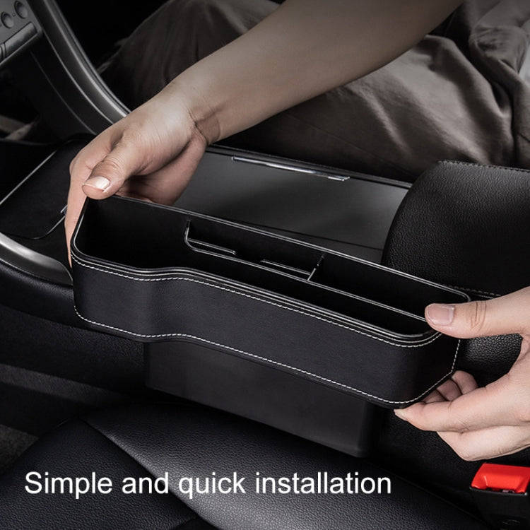Car Multi-functional Console Box Cup Holder Seat Gap Side Storage Box, Leather Style, Color:Beige...