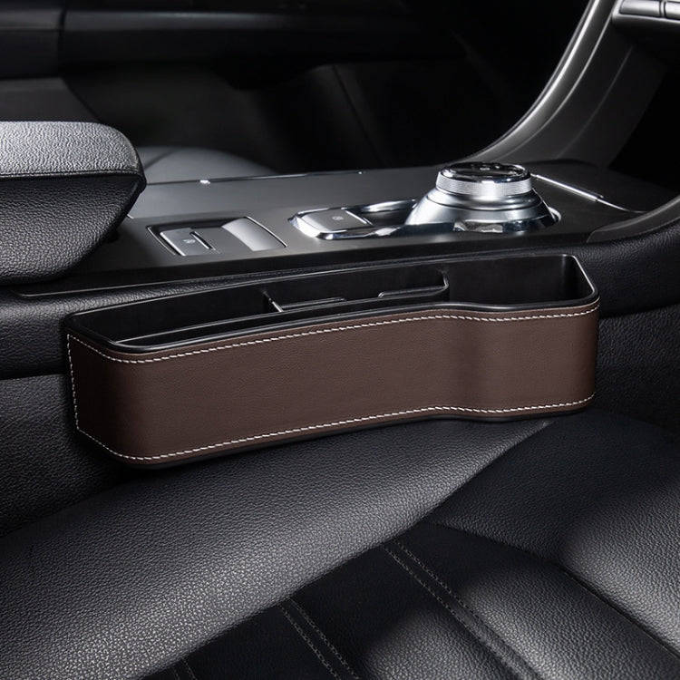 Car Multi-functional Console Box Cup Holder Seat Gap Side Storage Box, Leather Style, Color:Brown...