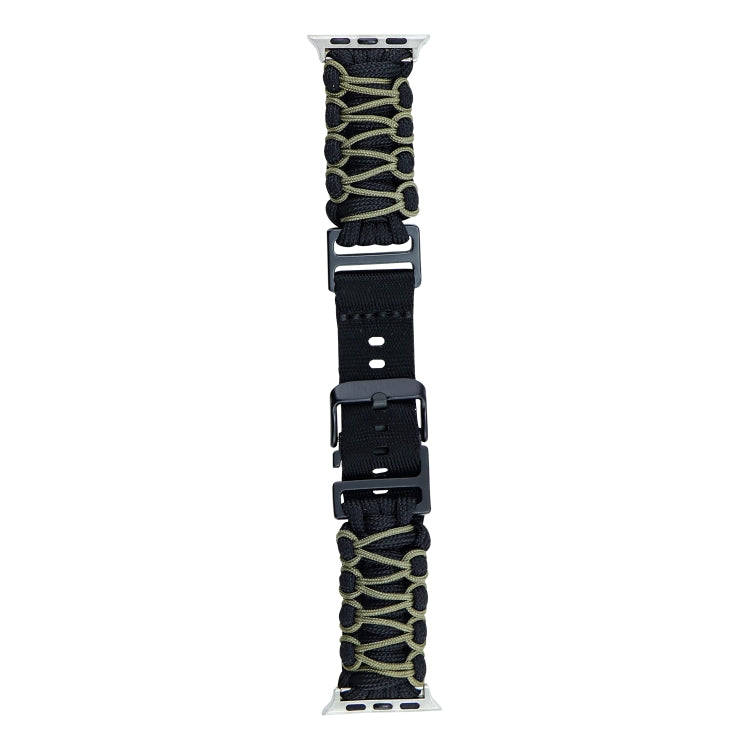 For Apple Watch SE 2023 40mm Dual-layer Braided Paracord Buckle Watch Band(Black Army Green)
