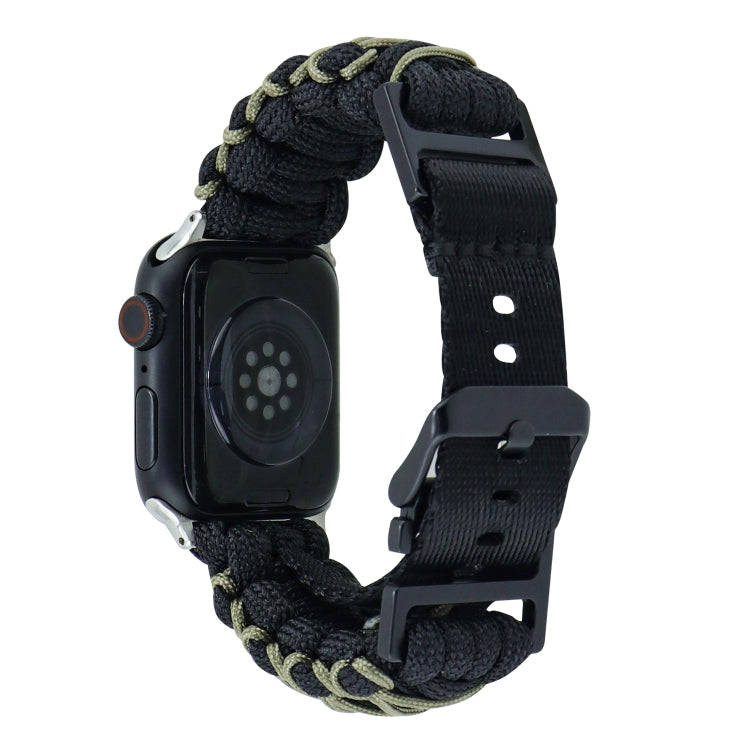 For Apple Watch SE 2023 40mm Dual-layer Braided Paracord Buckle Watch Band(Black Army Green)
