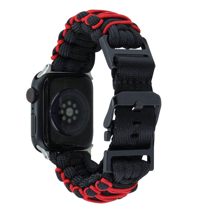For Apple Watch Series 2 38mm Dual-layer Braided Paracord Buckle Watch Band(Black Red)