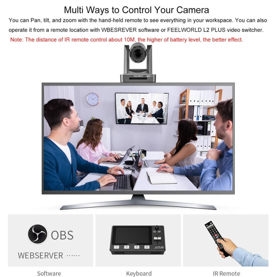 FEELWORLD POE20X Simultaneous 20X Optical Zoom Live Streaming PTZ Camera, EU and US Plug