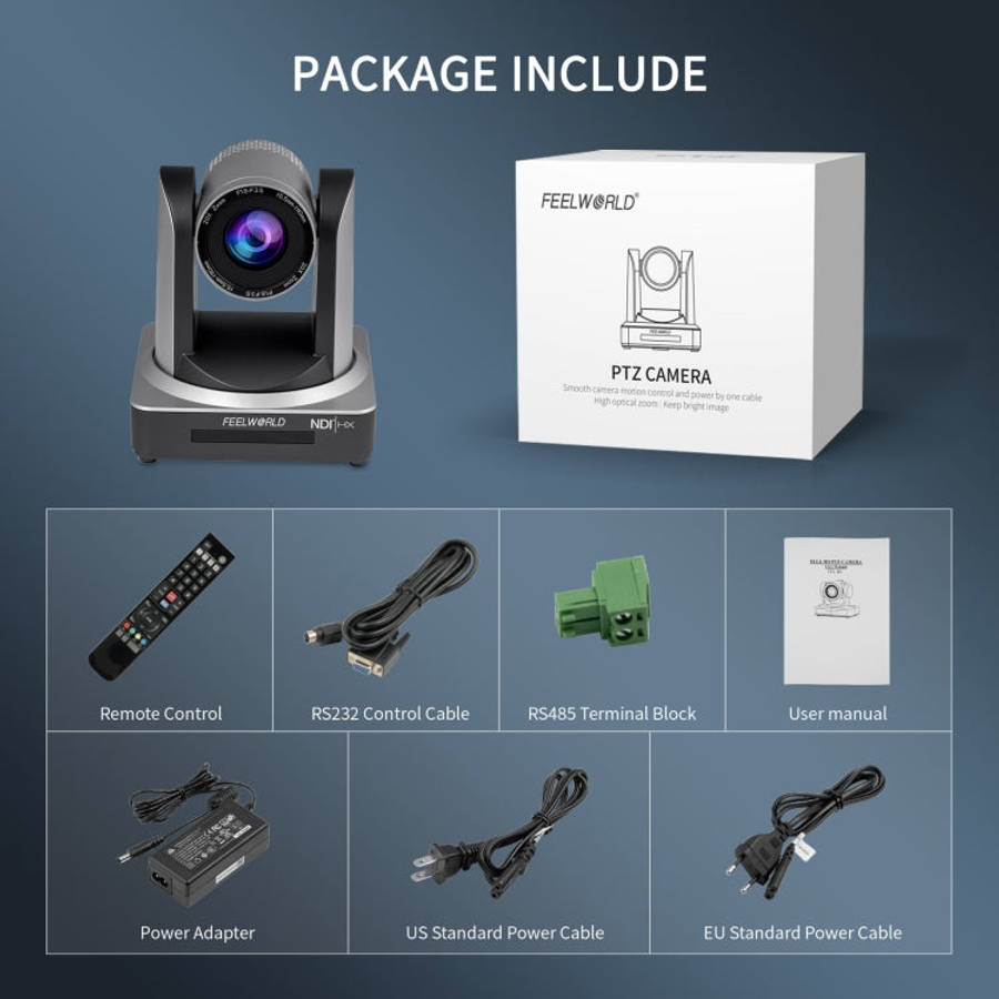 FEELWORLD NDI20X Simultaneous 20X Optical Zoom Live Streaming PTZ Camera, EU and US Plug