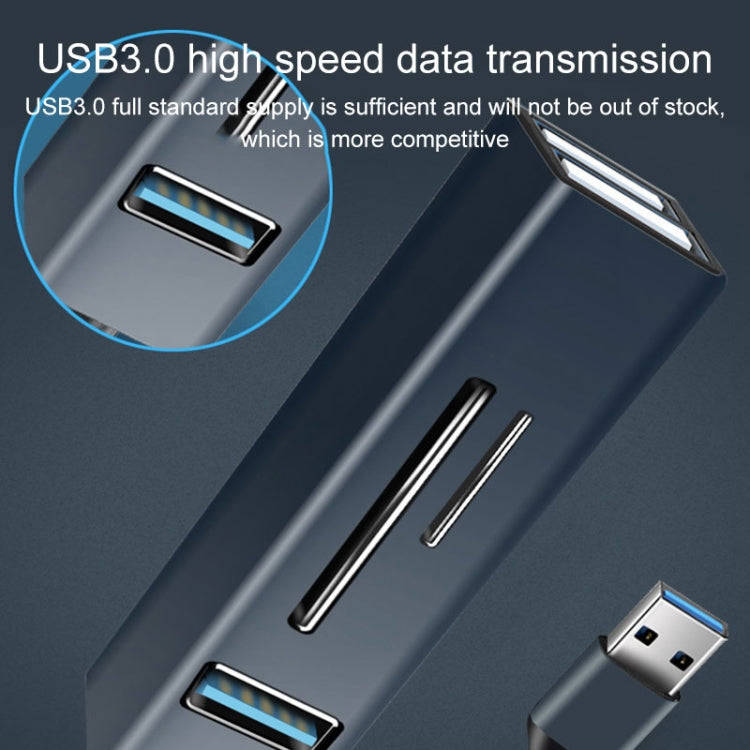 15101 5 in 1 USB3.0 to 3 x USB + SD / TF Card Reader HUB Adapter (Silver)