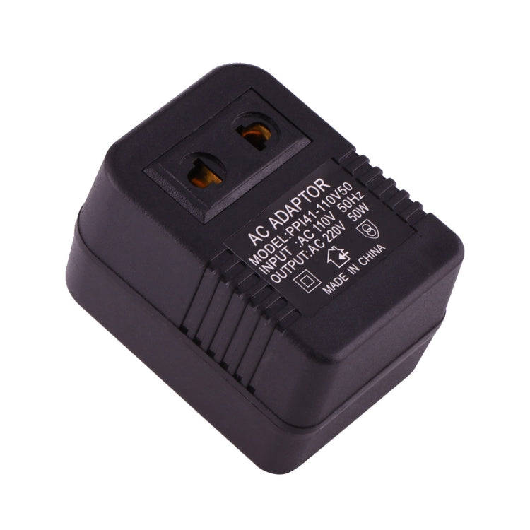 110V to 220V 50W AC Power Socket Adapter,  EU/US Plug to US Plug(Black)