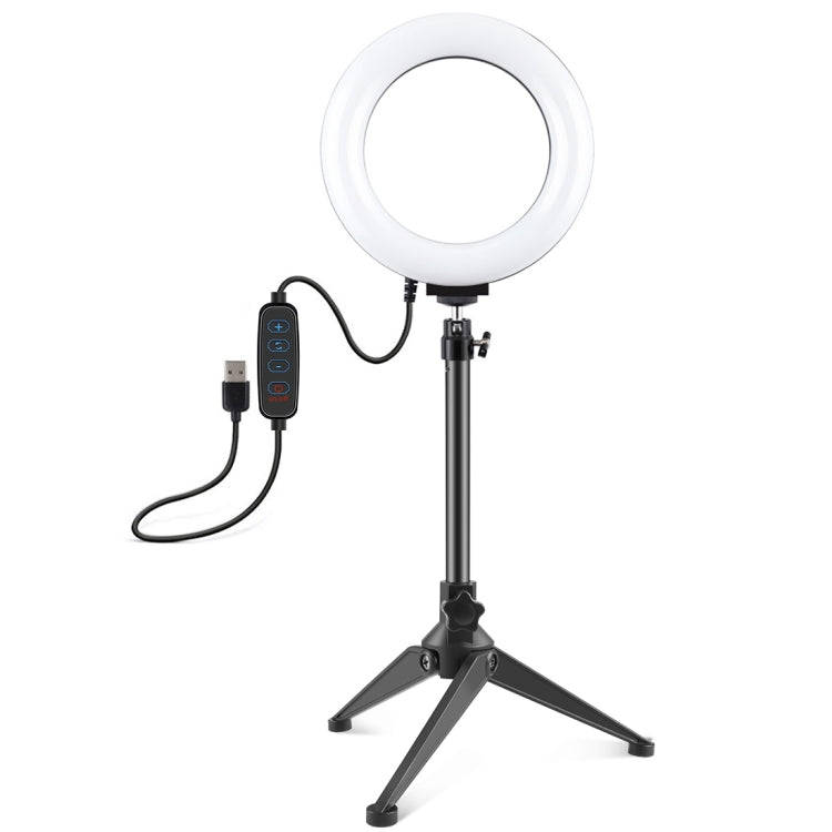 PULUZ 6.2 inch 16cm USB 3 Modes Dimmable LED Ring Vlogging Photography Video Lights + Desktop Tri...