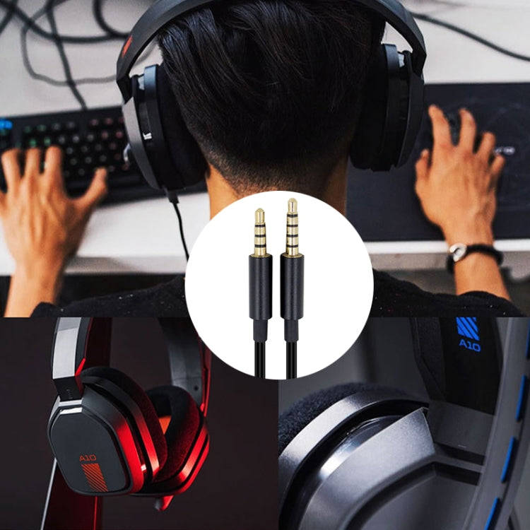 ZS0086 Volume Control Version Gaming Headphone Audio Cable for Logitech Astro A10 A40 A30 (Black)