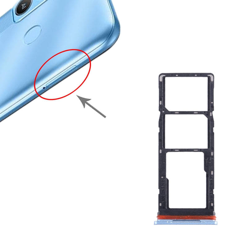 For Tecno Pop 5 LTE SIM Card Tray + SIM Card Tray + Micro SD Card Tray (Baby Blue)