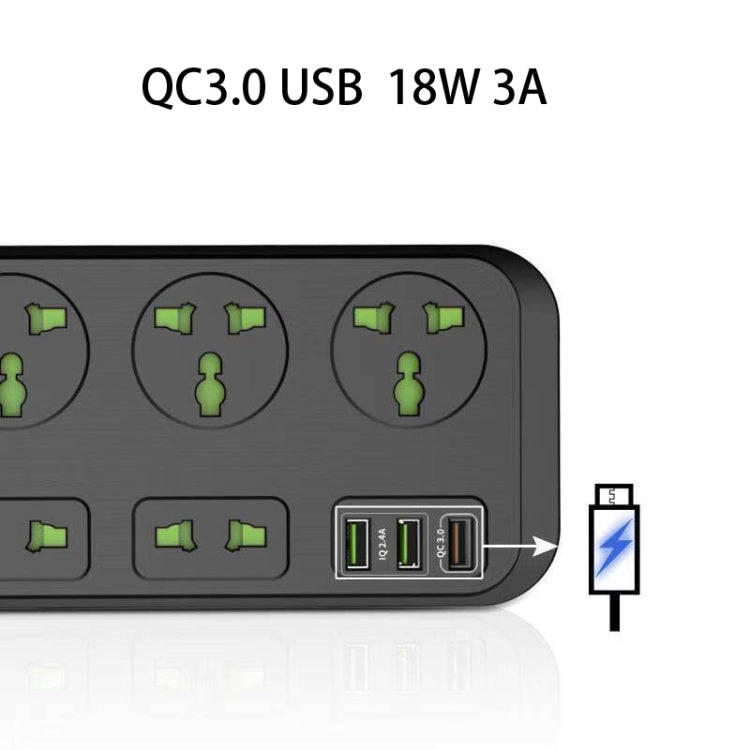 T17 3000W High-power 24-hour Smart Timing Socket QC3.0 USB Fast Charging Power Strip Socket , Cab...