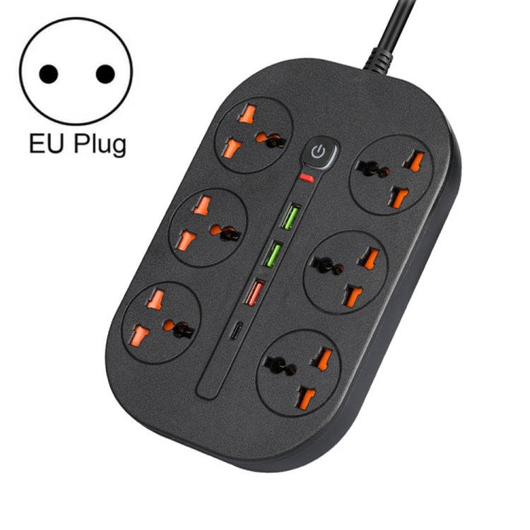 T21 PD3.0 + QC3.0 Multi Hole Row Plug 3000W High Power Socket, EU Plug(Black)