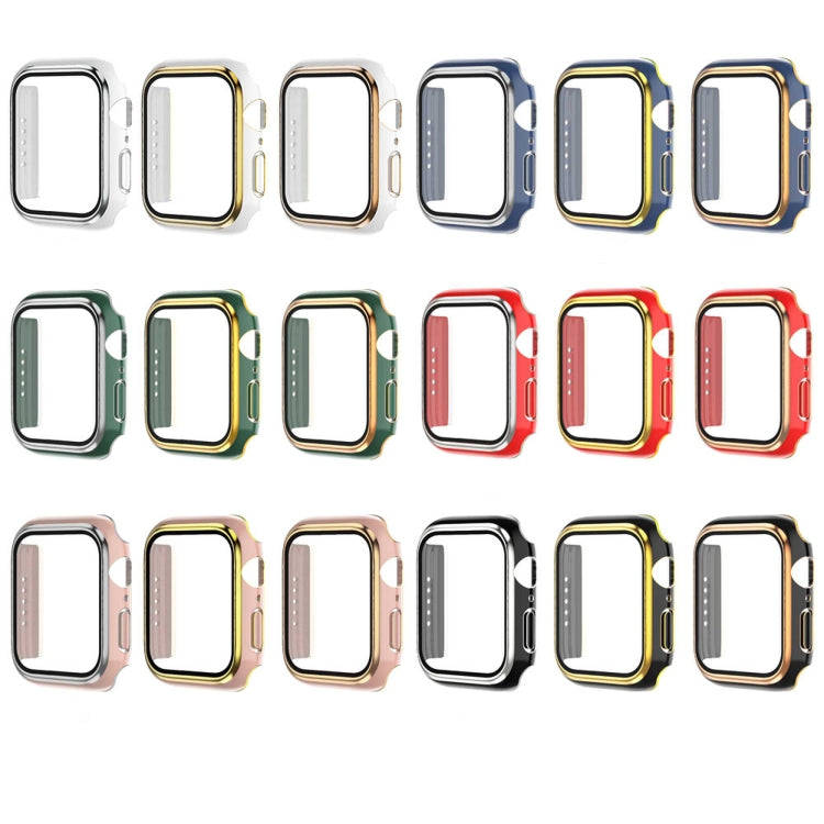Electroplating Two-color PC+Tempered Film Watch Case For Apple Watch Series 6/5/4/SE 40mm(Pink+Gold)