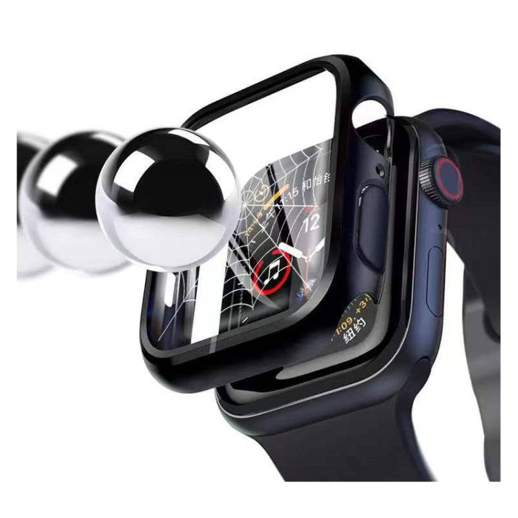 Electroplating Two-color PC+Tempered Film Watch Case For Apple Watch Series 6/5/4/SE 40mm(Pink+Gold)