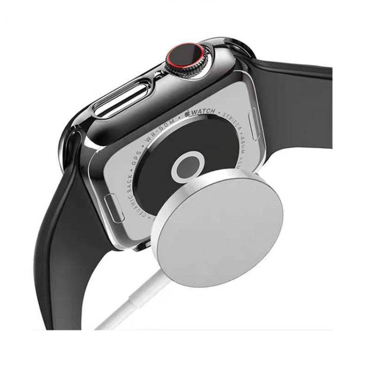 Electroplating Two-color PC+Tempered Film Watch Case For Apple Watch Series 6/5/4/SE 40mm(Black+G...