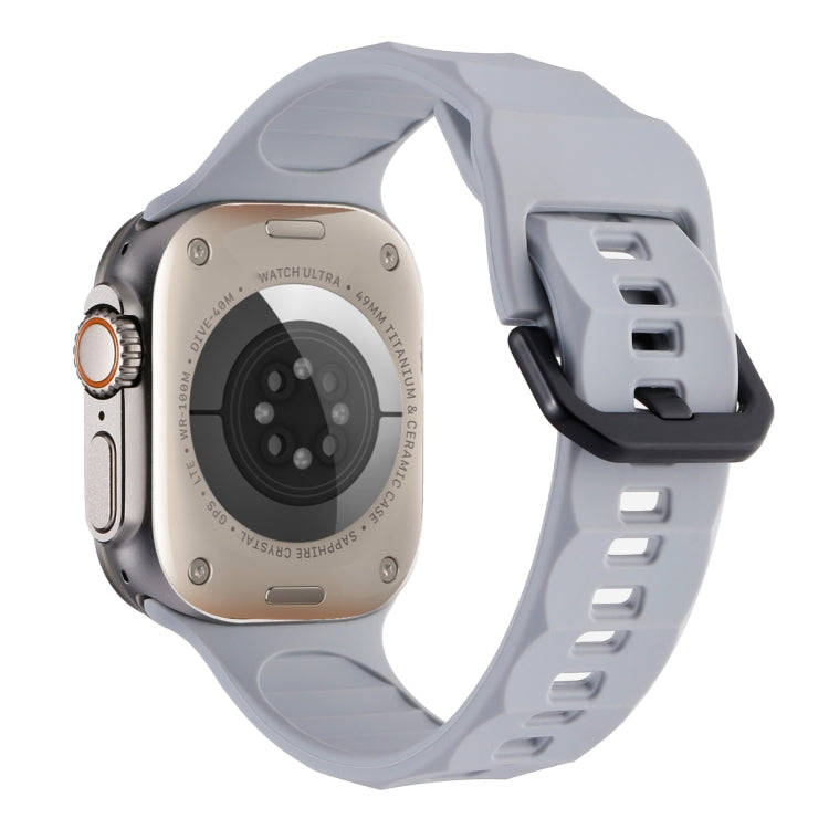 For Apple Watch SE 44mm Ripple Silicone Sports Watch Band(Light Grey)