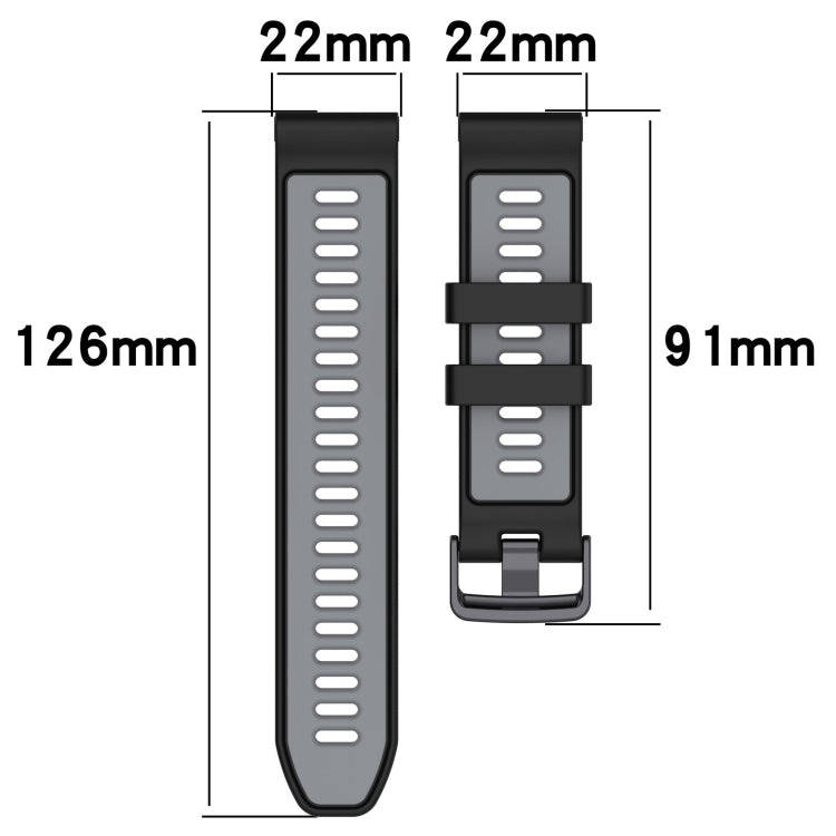 For Garmin Fenix 6 Solar Sports Two-Color Silicone Watch Band(Army Green+Black)
