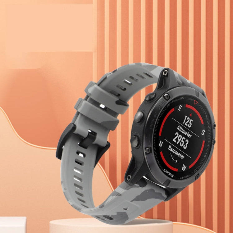 For Garmin Fenix 6 GPS Camouflage 22mm Silicone Watch Band(Camouflage White)