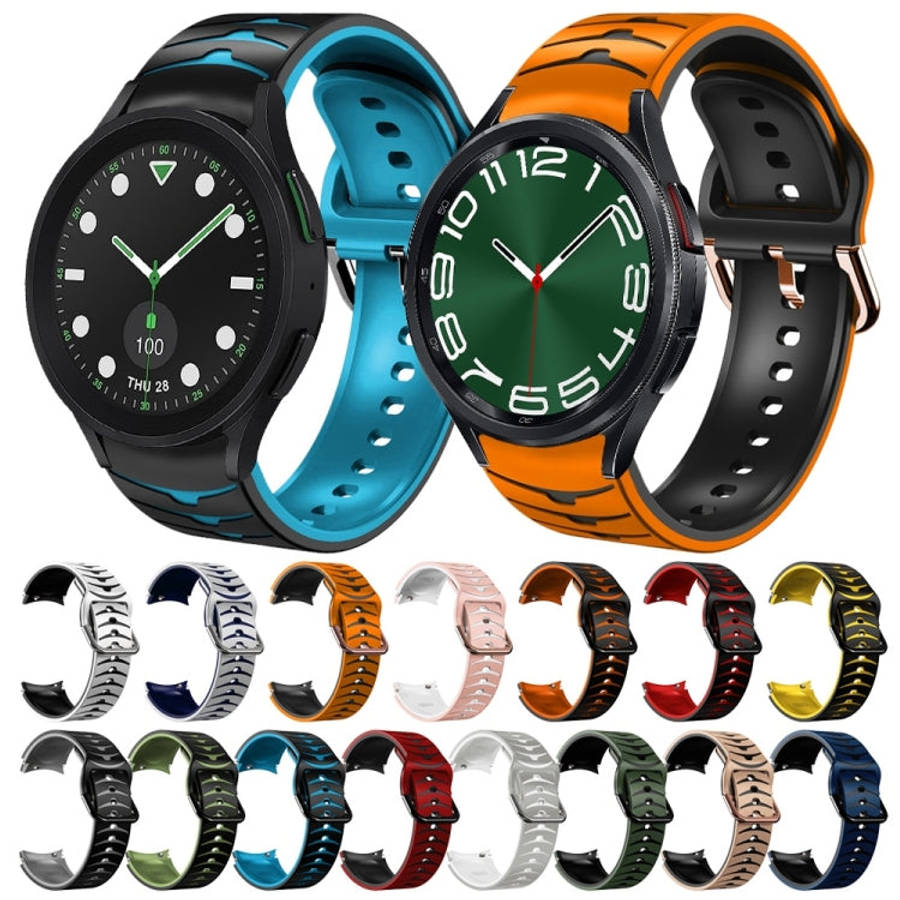 For Samsung Galaxy Watch 6 40mm Curved Texture Silicone Watch Band(Black+Orange)