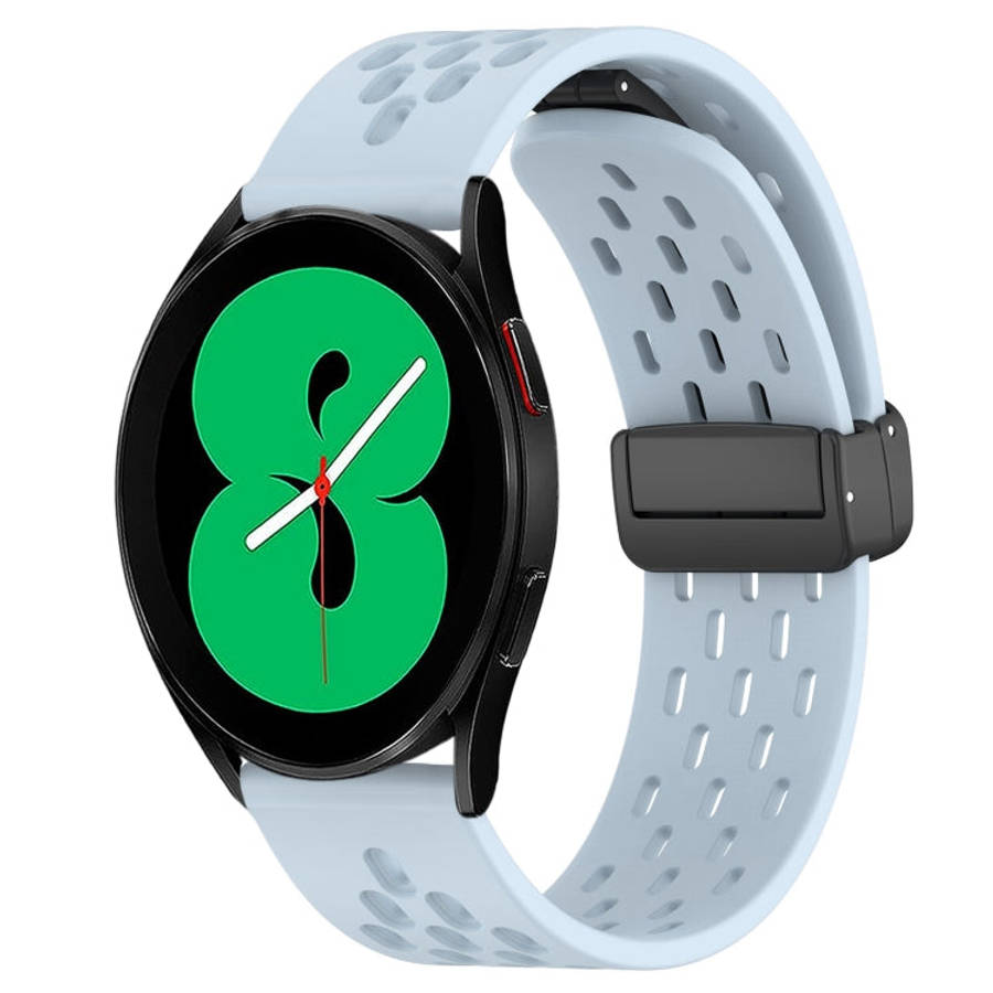 For Samsung Galaxy Watch 4 44mm 20mm Folding Magnetic Clasp Silicone Watch Band(Light Blue)