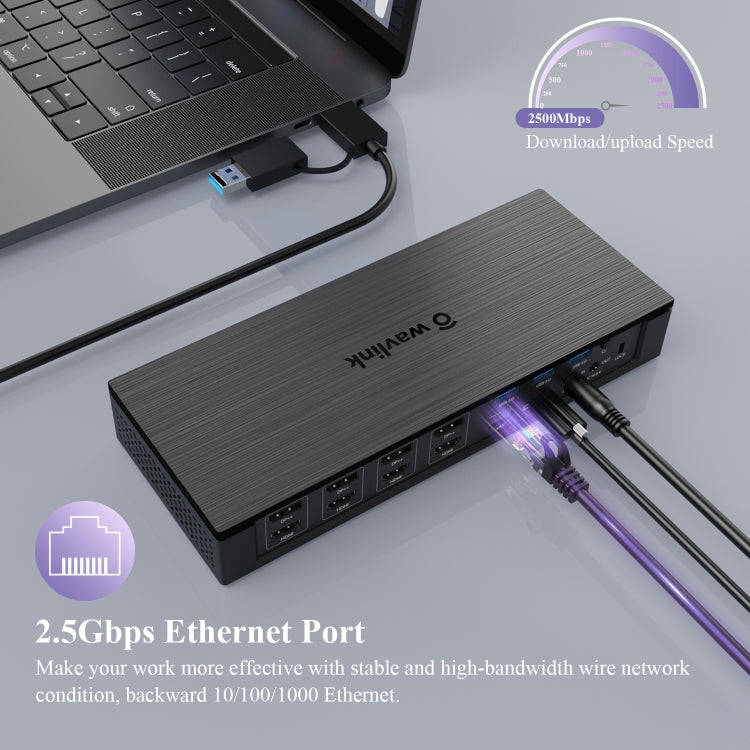 WAVLINK UG69PD10 1 to 4 Screens 4K/5K AV Transfer USB-C to HD Type-C Docking Station Hub, Plug:AU...