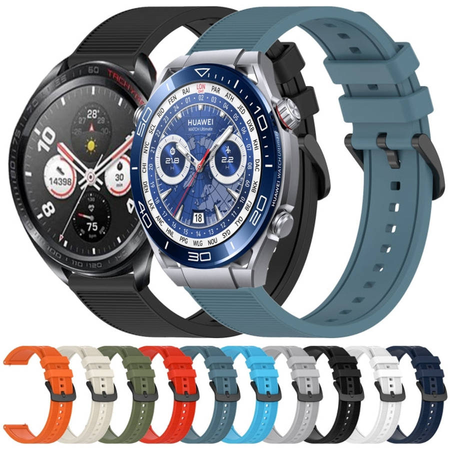 For Huawei Watch 4 Pro 22mm Textured Silicone Solid Color Watch Band(Black)