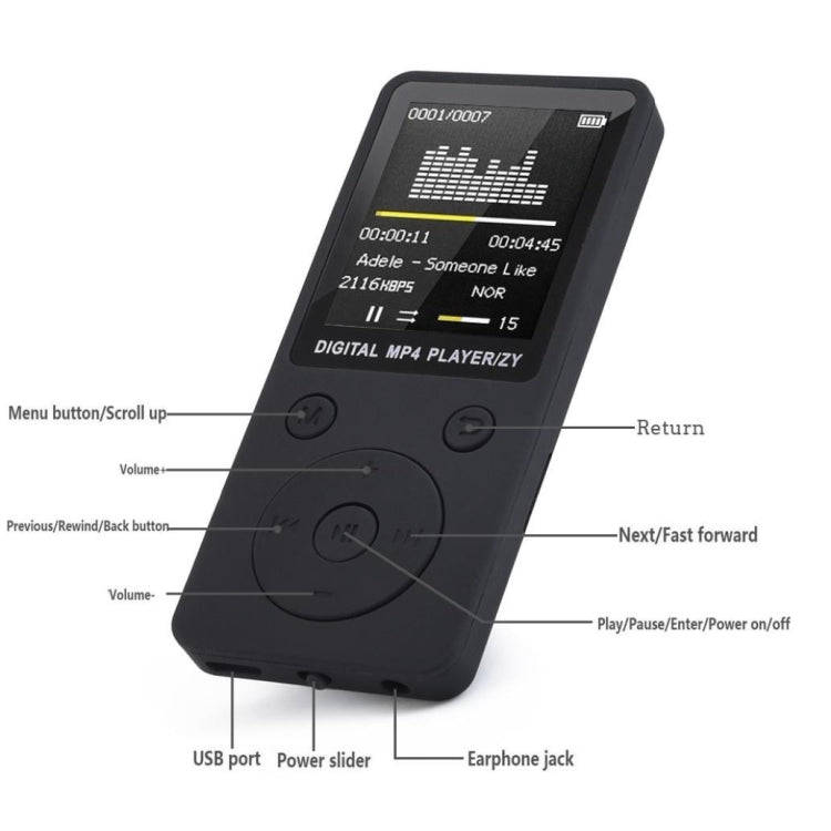 Portable MP4 Lossless Sound Music Player FM Recorder Walkman Player Mini Support Music, Radio, Re...