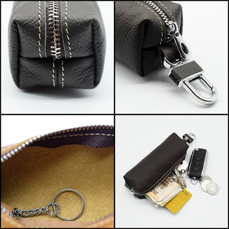 Car Keys Holder Genuine Leather Coin Purse for Men Key Wallets(Brown)