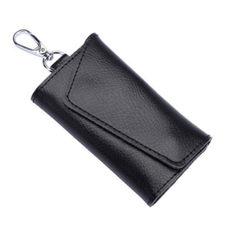 Multifunctional Litchi Texture Leather Keychain Bag Car Key Bag(Black)