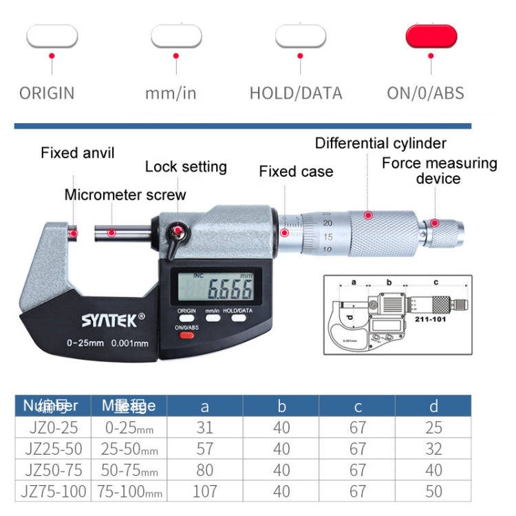 Digital Display Outer Diameter Micrometer 0.001mm High Precision Electronic Spiral Micrometer Thi...