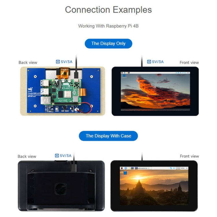 Waveshare 7 inch 800×480 IPS Capacitive Touch Display, DSI Interface, 5-Point Touch with Case